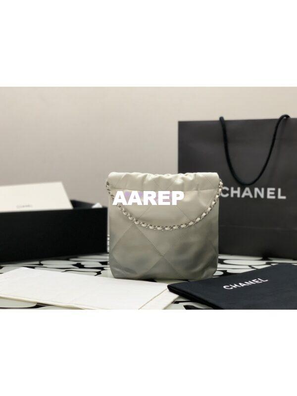 Replica Chanel Mini 22 Handbag Metallic Shaded Calfskin & Silver Metal AS3980 White Silver 6
