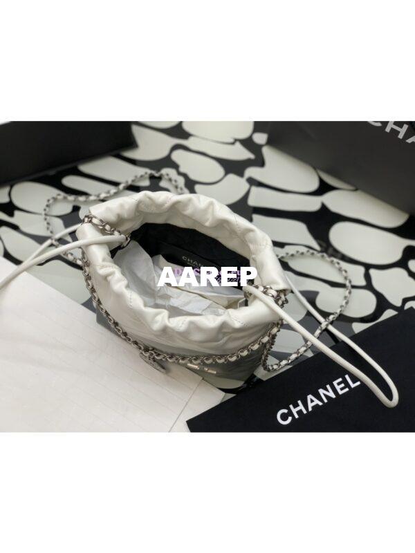 Replica Chanel Mini 22 Handbag Metallic Shaded Calfskin & Silver Metal AS3980 White Silver 9