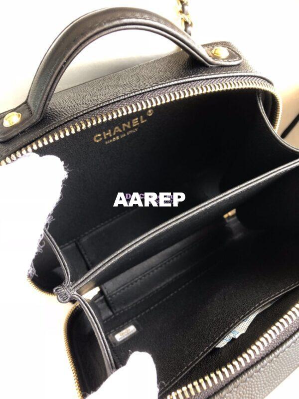 Replica Chanel CC Filigree Vanity Case in Tiny Grainy Calfskin A93343 Black 14