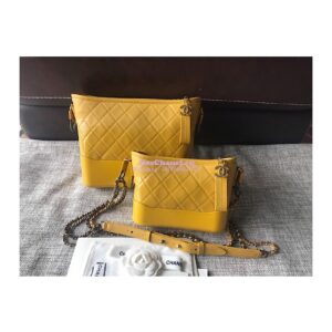 Replica Chanel's Gabrielle Hobo Bag Goatskin, Patent Goatskin Yellow