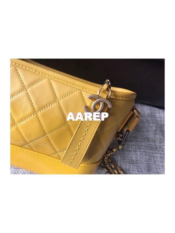 Replica Chanel's Gabrielle Hobo Bag Goatskin, Patent Goatskin Yellow 4