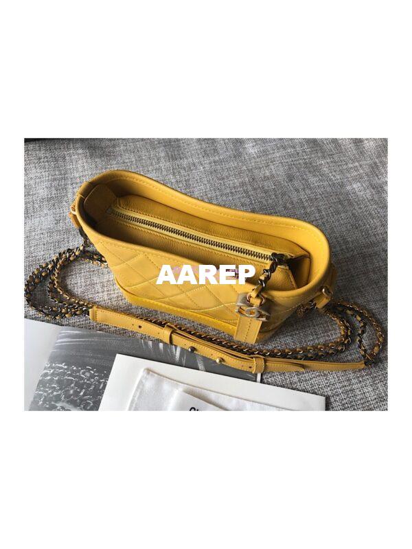 Replica Chanel's Gabrielle Hobo Bag Goatskin, Patent Goatskin Yellow 6