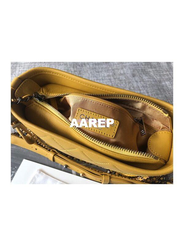 Replica Chanel's Gabrielle Hobo Bag Goatskin, Patent Goatskin Yellow 8