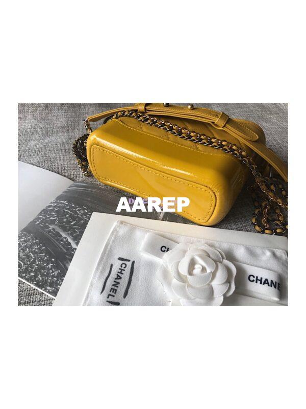 Replica Chanel's Gabrielle Hobo Bag Goatskin, Patent Goatskin Yellow 9