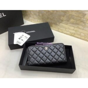 Replica Chanel zip around wallet A50097 in black lambskin leather 2