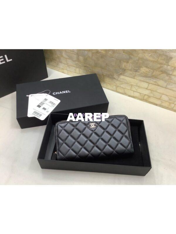 Replica Chanel zip around wallet A50097 in black lambskin leather 2
