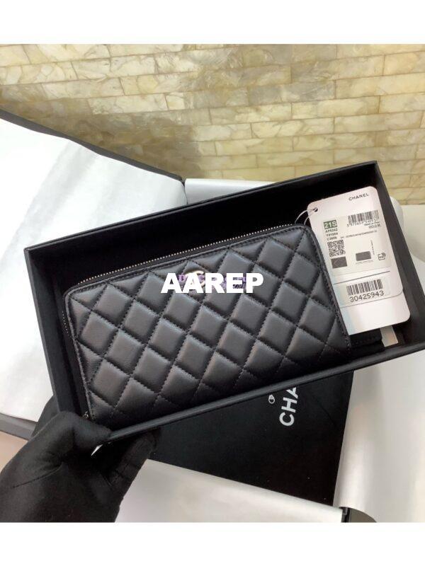 Replica Chanel zip around wallet A50097 in black lambskin leather 3