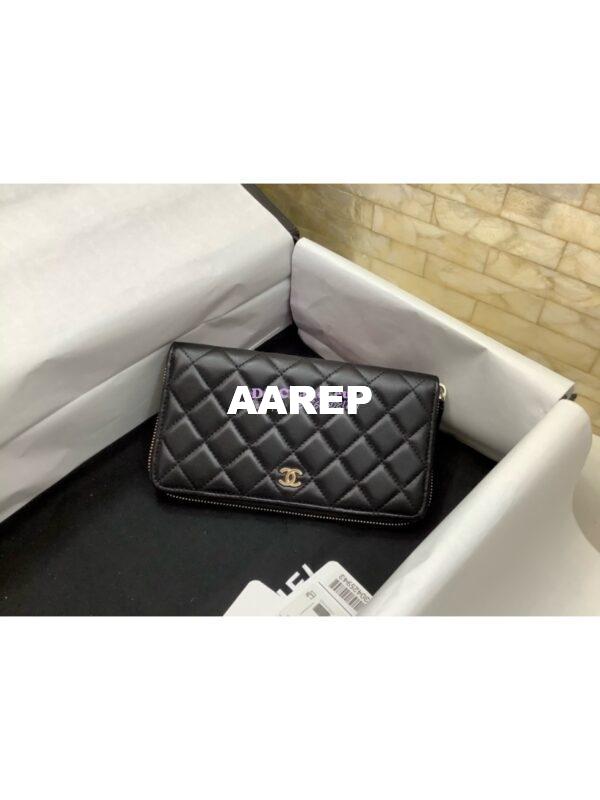 Replica Chanel zip around wallet A50097 in black lambskin leather 4