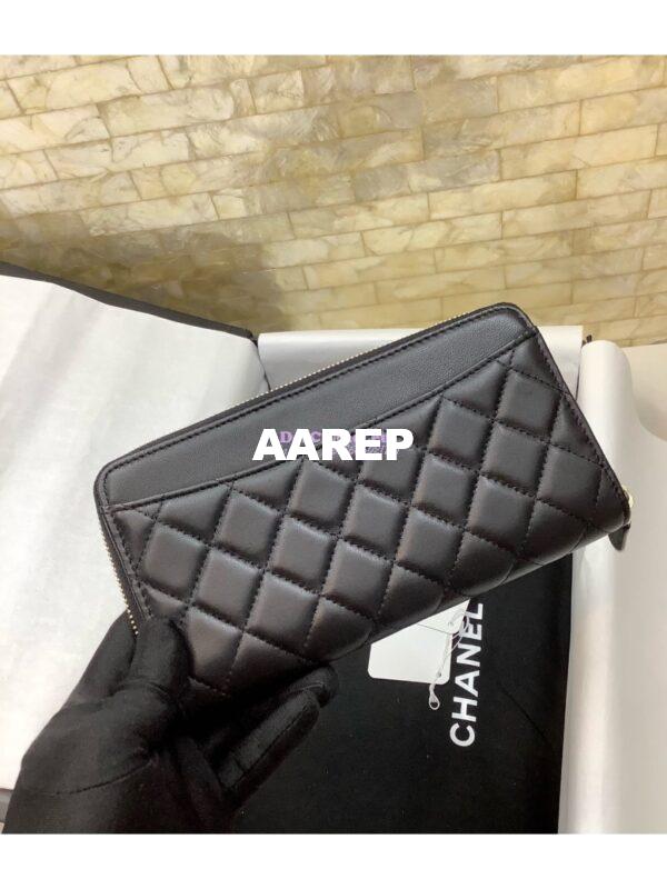 Replica Chanel zip around wallet A50097 in black lambskin leather 7