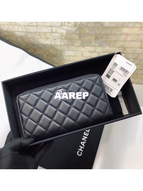 Replica Chanel zip around wallet A50097 in black lambskin leather 12