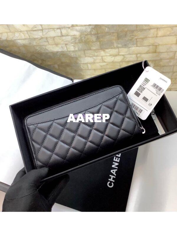 Replica Chanel zip around wallet A50097 in black lambskin leather 13