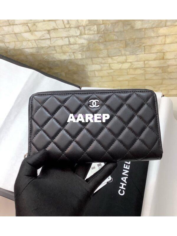 Replica Chanel zip around wallet A50097 in black lambskin leather 14