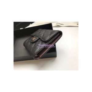 Replica Chanel Small Zip Pocket Wallet in black caviar leather A82288 2