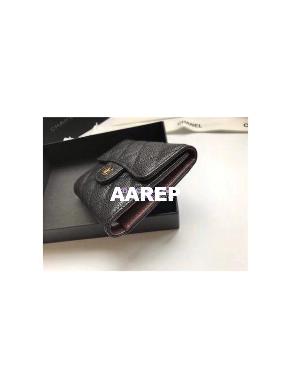 Replica Chanel Small Zip Pocket Wallet in black caviar leather A82288 2