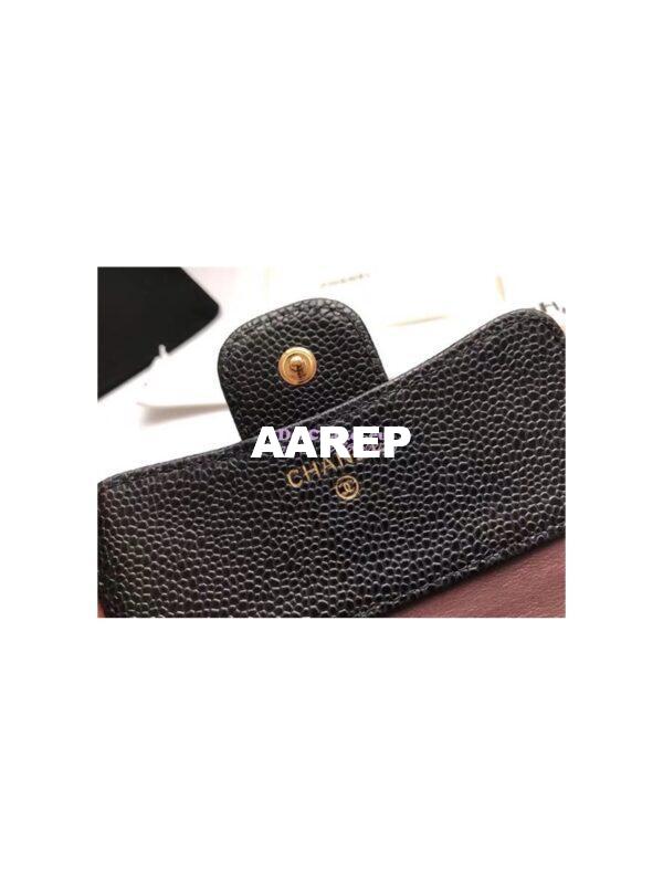 Replica Chanel Small Zip Pocket Wallet in black caviar leather A82288 6