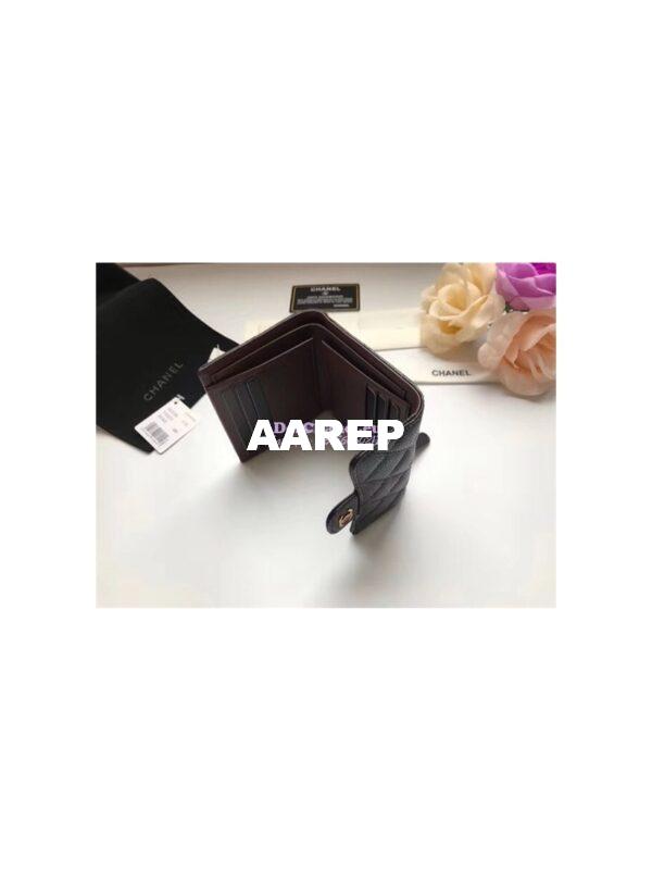 Replica Chanel Small Zip Pocket Wallet in black caviar leather A82288 7
