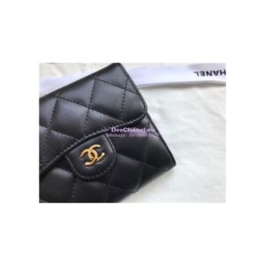 Replica Chanel Small Zip Pocket Wallet in black lambskin leather A82288 2