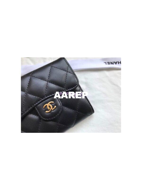 Replica Chanel Small Zip Pocket Wallet in black lambskin leather A82288 2