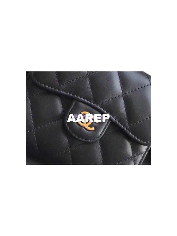Replica Chanel Small Zip Pocket Wallet in black lambskin leather A82288 3