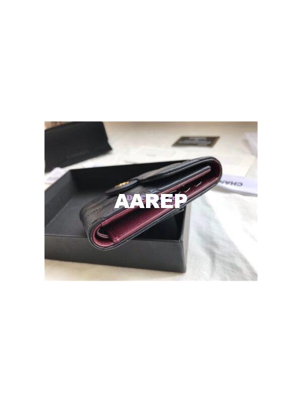 Replica Chanel Small Zip Pocket Wallet in black lambskin leather A82288 5