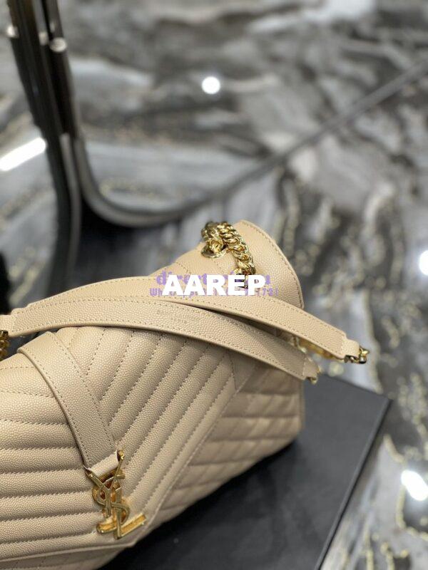 Replica YSL Saint Laurent Envelope Large Bag In Mix Matelasse Grain De Poudre Embossed Leather 487198 Beige with Gold Hardware 7