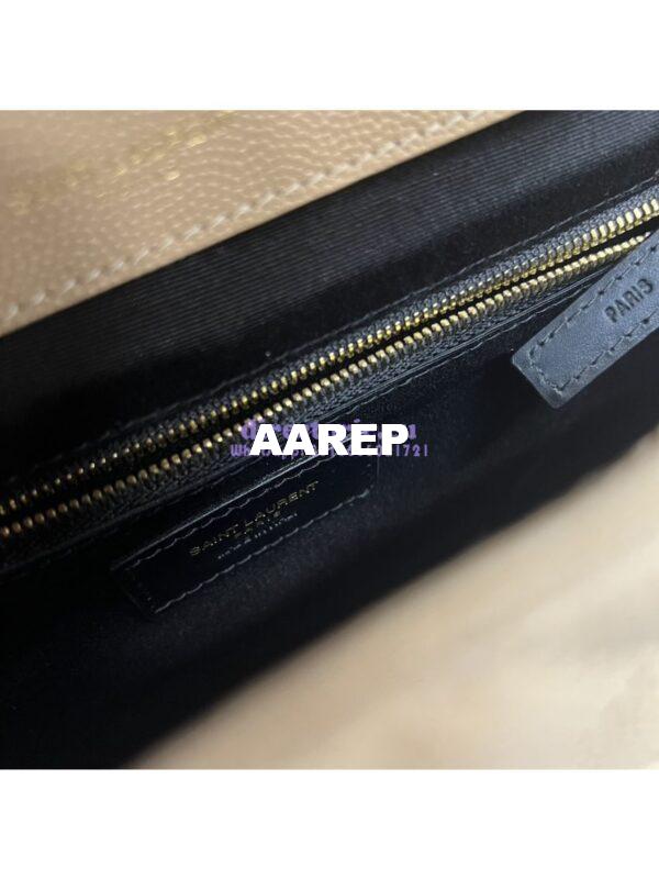 Replica YSL Saint Laurent Envelope Large Bag In Mix Matelasse Grain De Poudre Embossed Leather 487198 Beige with Gold Hardware 13