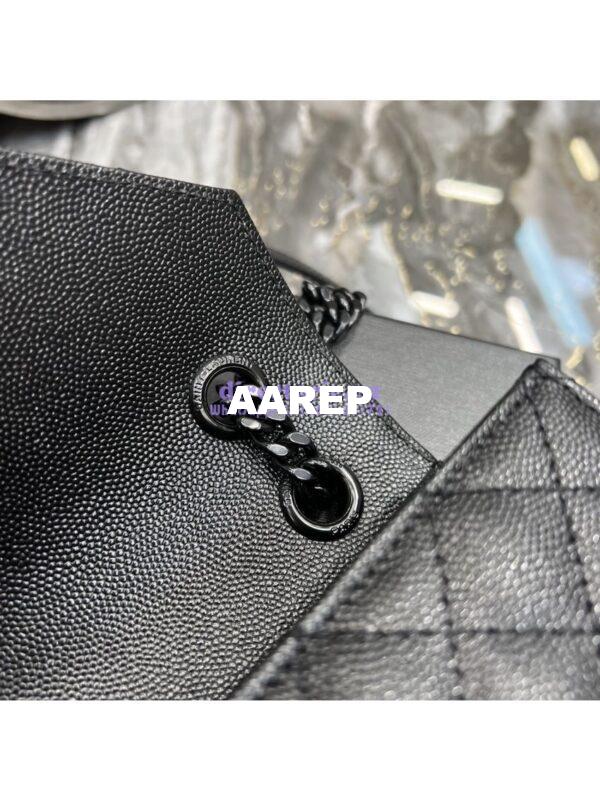 Replica YSL Saint Laurent Envelope Large Bag In Mix Matelasse Grain De Poudre Embossed Leather 487198 Black with Black Hardware 11