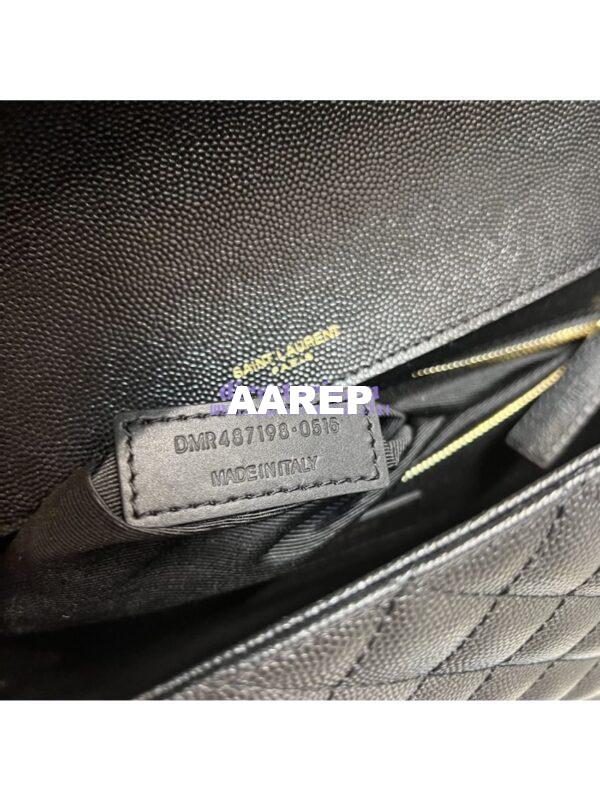 Replica YSL Saint Laurent Envelope Large Bag In Mix Matelasse Grain De Poudre Embossed Leather 487198 Black with Gold Hardware 17