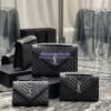 Replica YSL Saint Laurent Envelope Large Bag In Mix Matelasse Grain De Poudre Embossed Leather 487198 Black with Gold Hardware