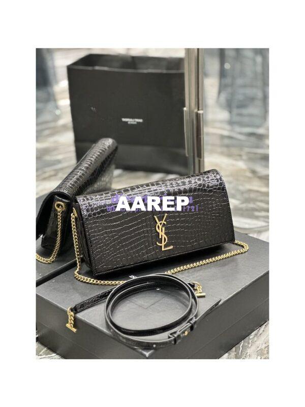 Replica YSL Saint Laurent Kate 99 Chain Bag In Crocodile Embossed Calfskin 6606181 Black 4