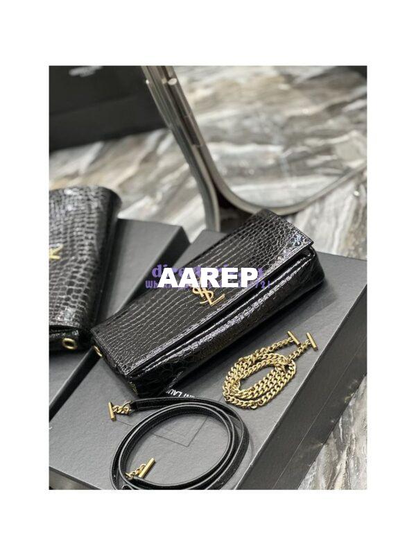 Replica YSL Saint Laurent Kate 99 Chain Bag In Crocodile Embossed Calfskin 6606181 Black 5
