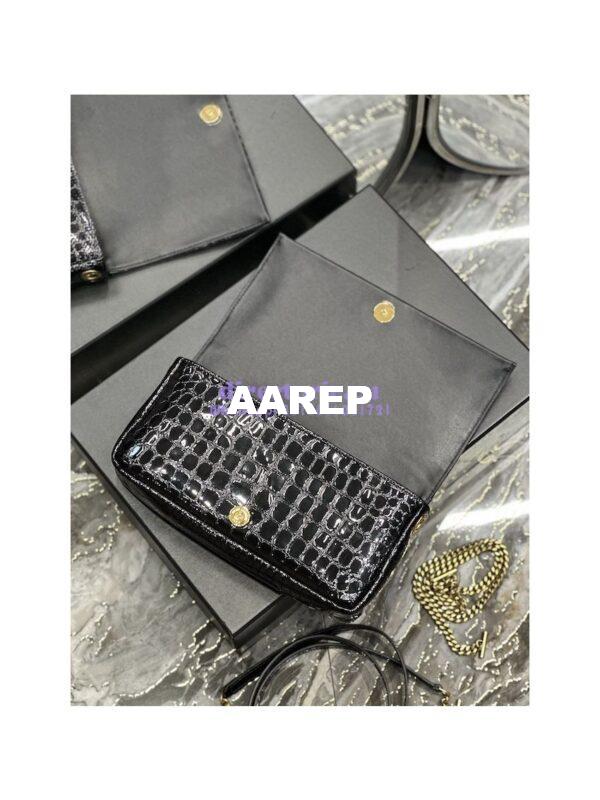 Replica YSL Saint Laurent Kate 99 Chain Bag In Crocodile Embossed Calfskin 6606181 Black 7