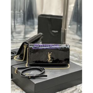 Replica YSL Saint Laurent Kate 99 Chain Bag In Quilted Patent Calfskin 6606181 Black