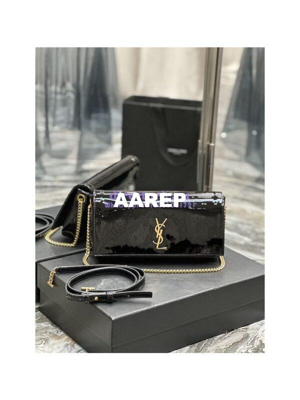 Replica YSL Saint Laurent Kate 99 Chain Bag In Quilted Patent Calfskin 6606181 Black