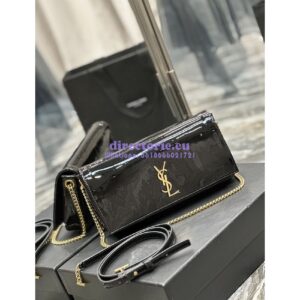 Replica YSL Saint Laurent Kate 99 Chain Bag In Quilted Patent Calfskin 6606181 Black 2