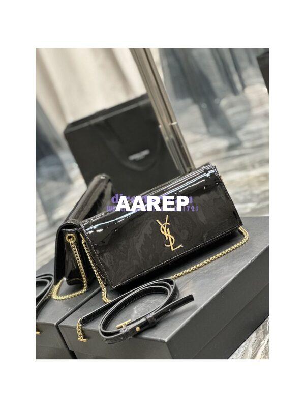 Replica YSL Saint Laurent Kate 99 Chain Bag In Quilted Patent Calfskin 6606181 Black 2