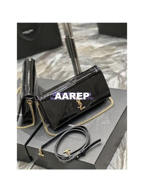 Replica YSL Saint Laurent Kate 99 Chain Bag In Quilted Patent Calfskin 6606181 Black 3
