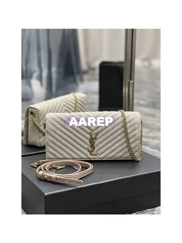 Replica YSL Saint Laurent Kate 99 Chain Bag In Quilted Linen 6606181 Beige 3