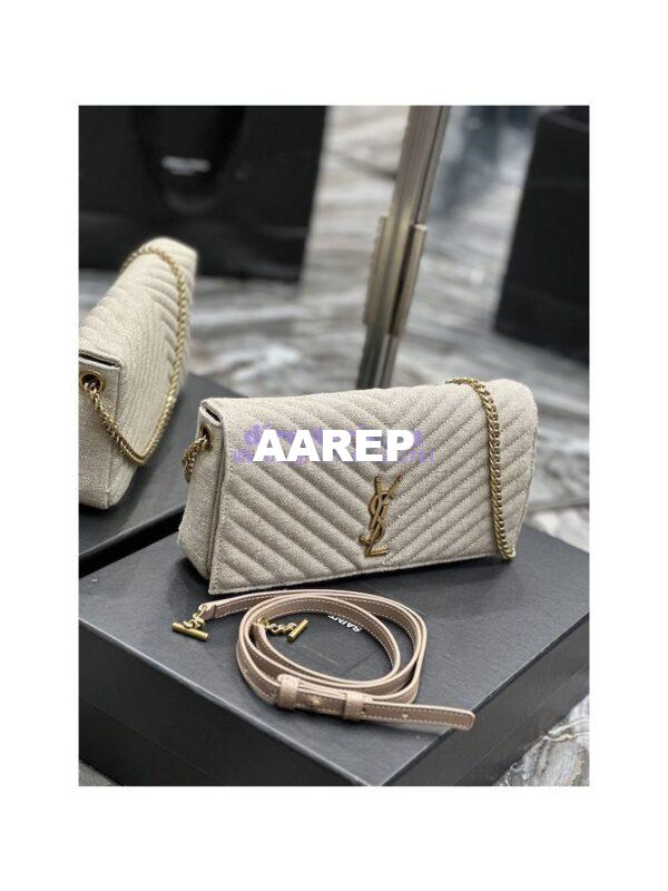 Replica YSL Saint Laurent Kate 99 Chain Bag In Quilted Linen 6606181 Beige 6