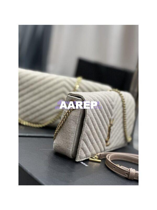 Replica YSL Saint Laurent Kate 99 Chain Bag In Quilted Linen 6606181 Beige 8