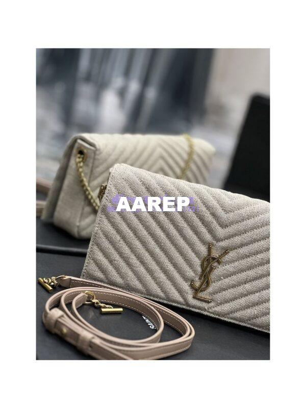 Replica YSL Saint Laurent Kate 99 Chain Bag In Quilted Linen 6606181 Beige 9