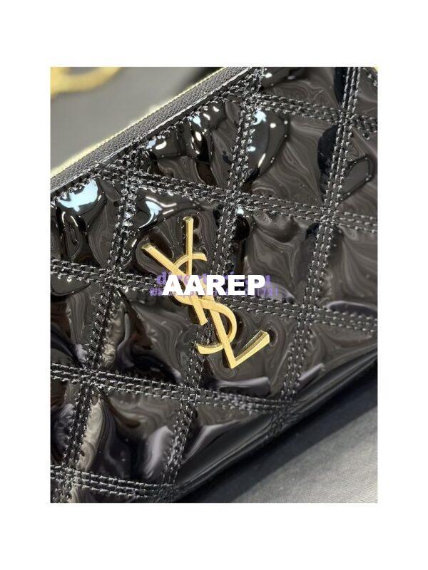 Replica Saint Laurent YSL Becky Double-Zip Pouch in Quilted Lambskin 608941 Black Patent 6