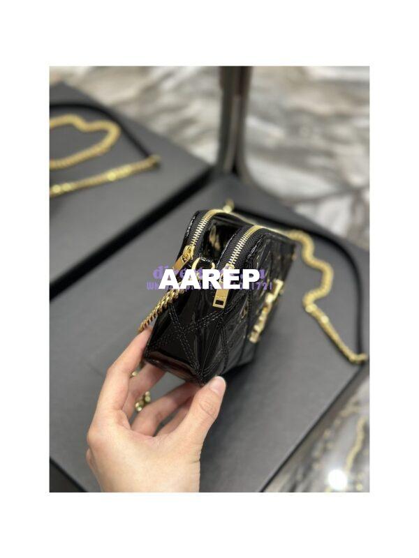 Replica Saint Laurent YSL Becky Double-Zip Pouch in Quilted Lambskin 608941 Black Patent 8