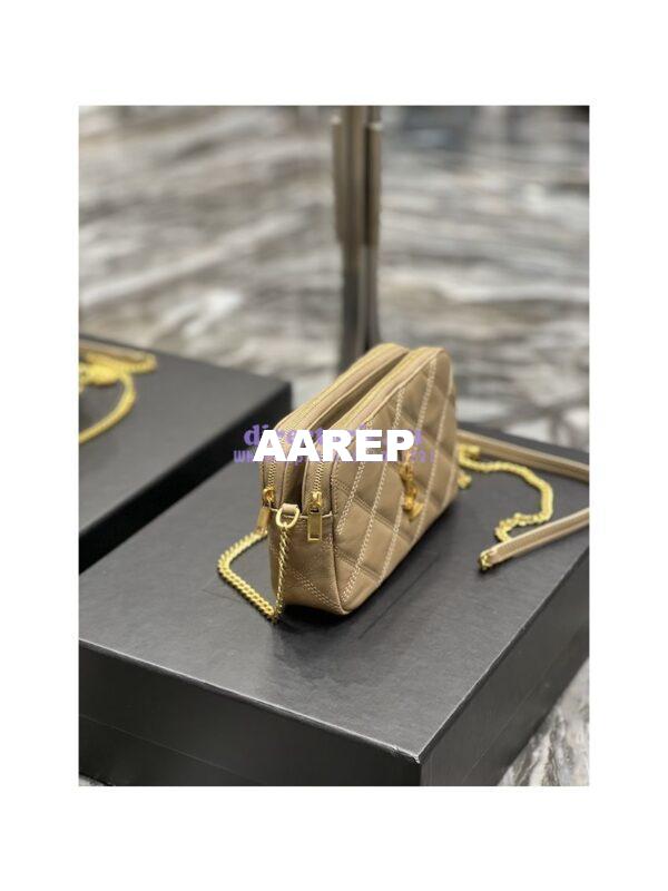 Replica Saint Laurent YSL Becky Double-Zip Pouch in Quilted Lambskin 608941 Beige 6