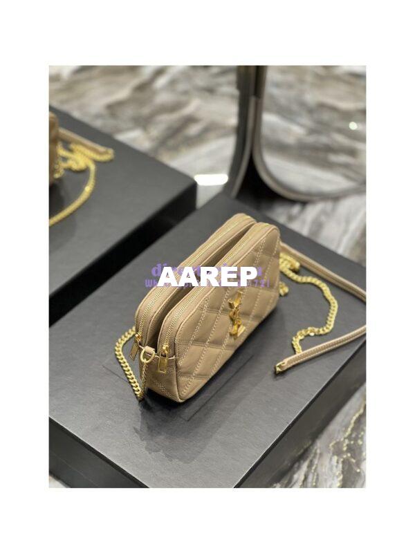 Replica Saint Laurent YSL Becky Double-Zip Pouch in Quilted Lambskin 608941 Beige 7