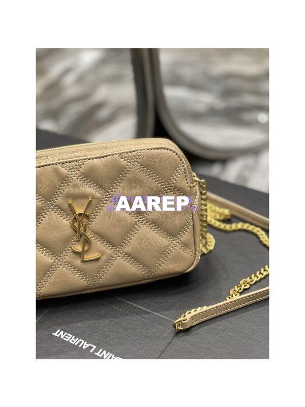Replica Saint Laurent YSL Becky Double-Zip Pouch in Quilted Lambskin 608941 Beige 8