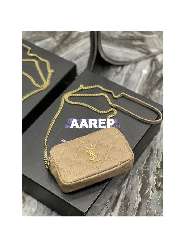 Replica Saint Laurent YSL Becky Double-Zip Pouch in Quilted Lambskin 608941 Beige 11