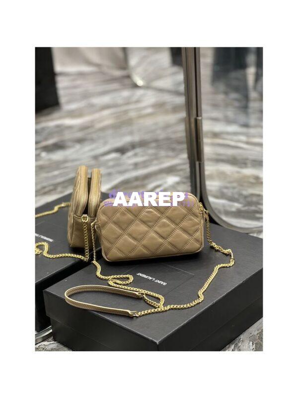 Replica Saint Laurent YSL Becky Double-Zip Pouch in Quilted Lambskin 608941 Beige 12