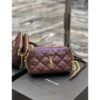 Replica Saint Laurent YSL Becky Double-Zip Pouch in Quilted Lambskin 608941 Caramel