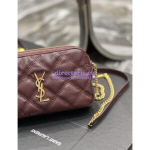 Replica Saint Laurent YSL Becky Double-Zip Pouch in Quilted Lambskin 608941 Wine 2